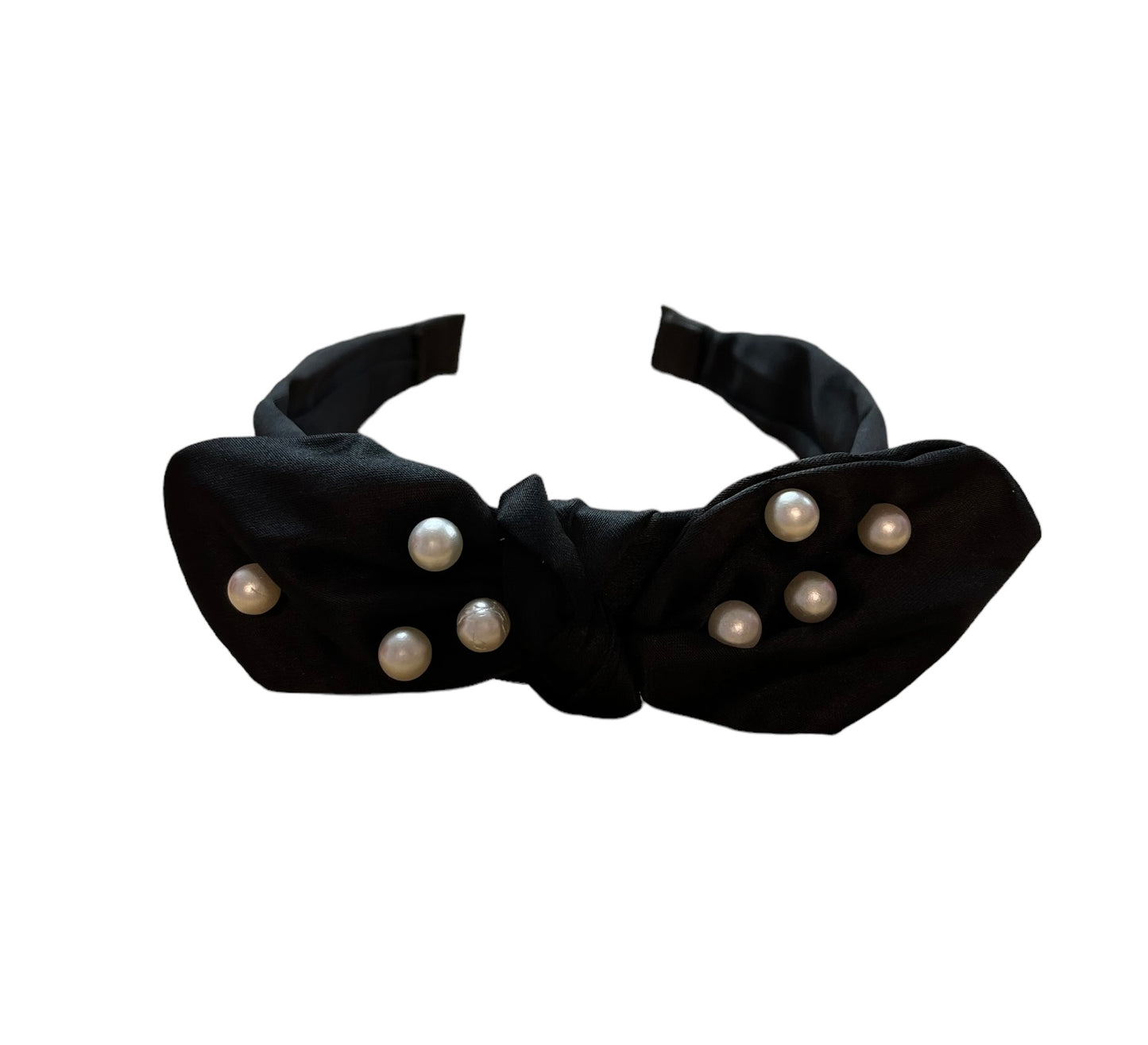 Satin Pearl Bow Headband