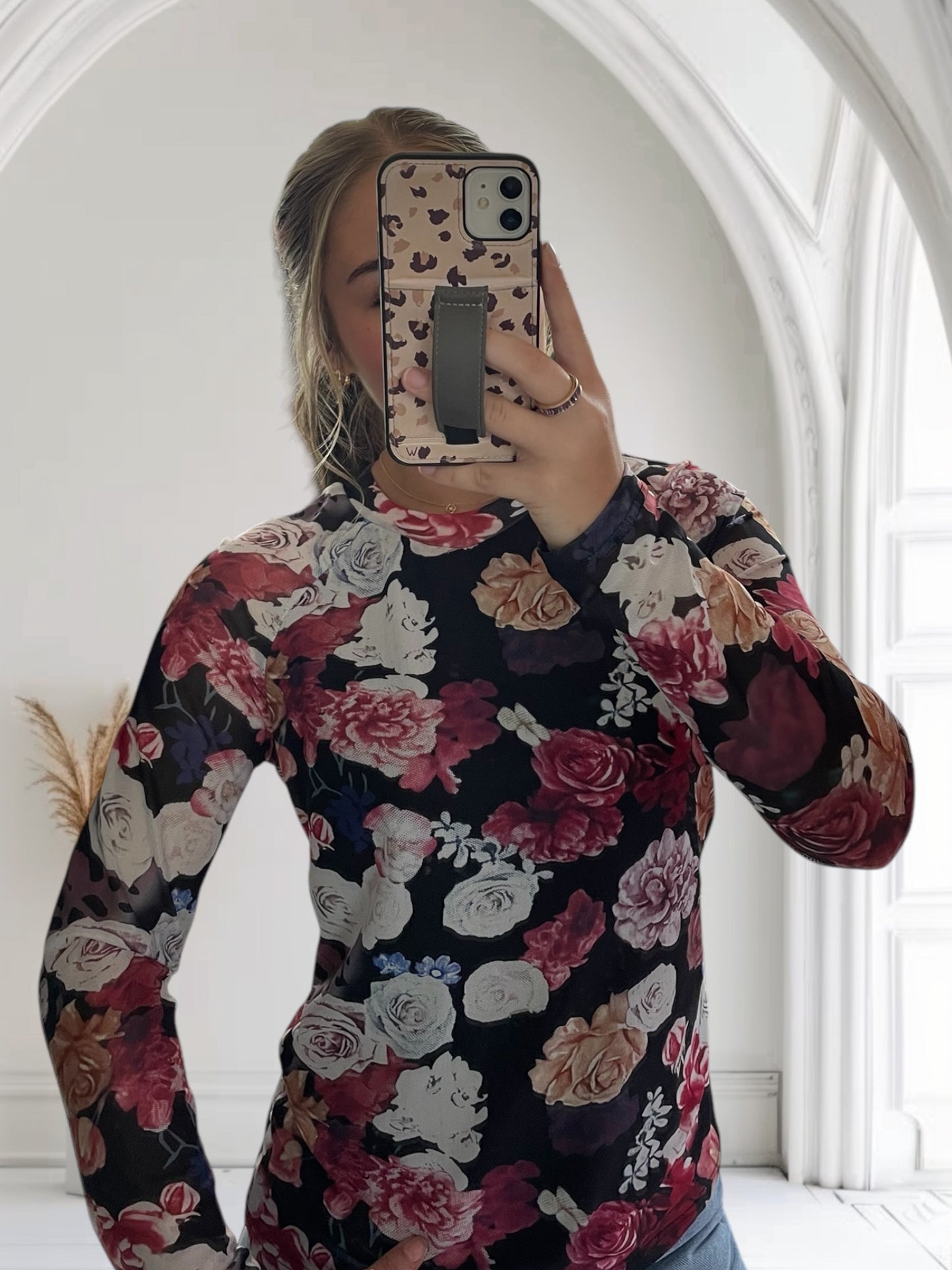 Flora Mesh Long Sleeve Top | Pink