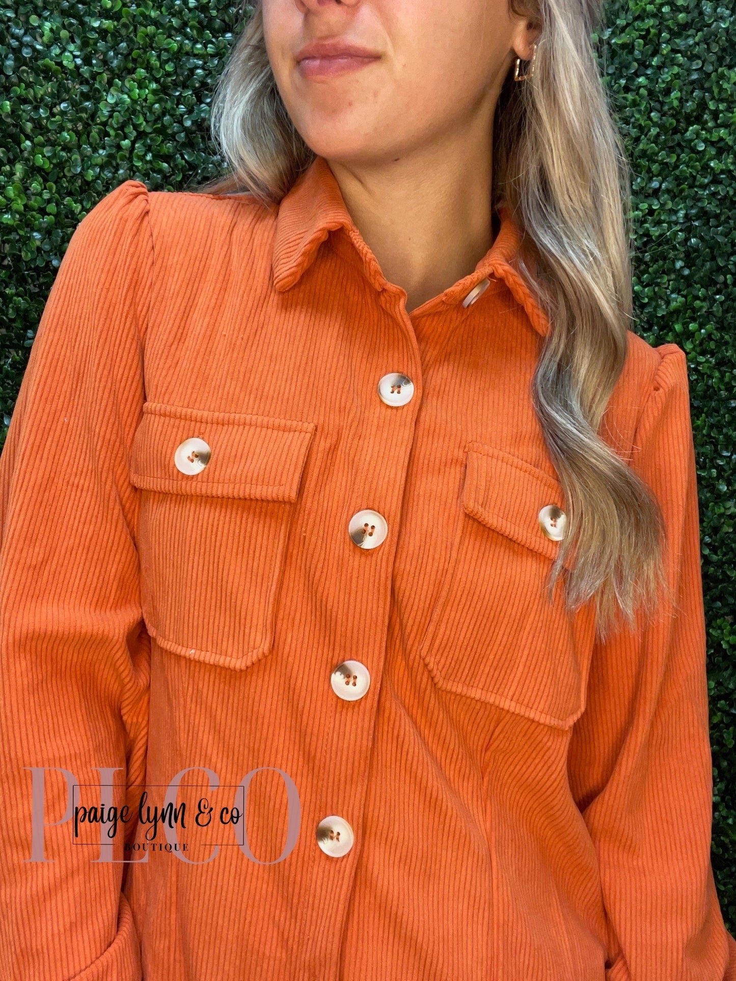Corduroy Buttoned Long Sleeve Shirt Dress