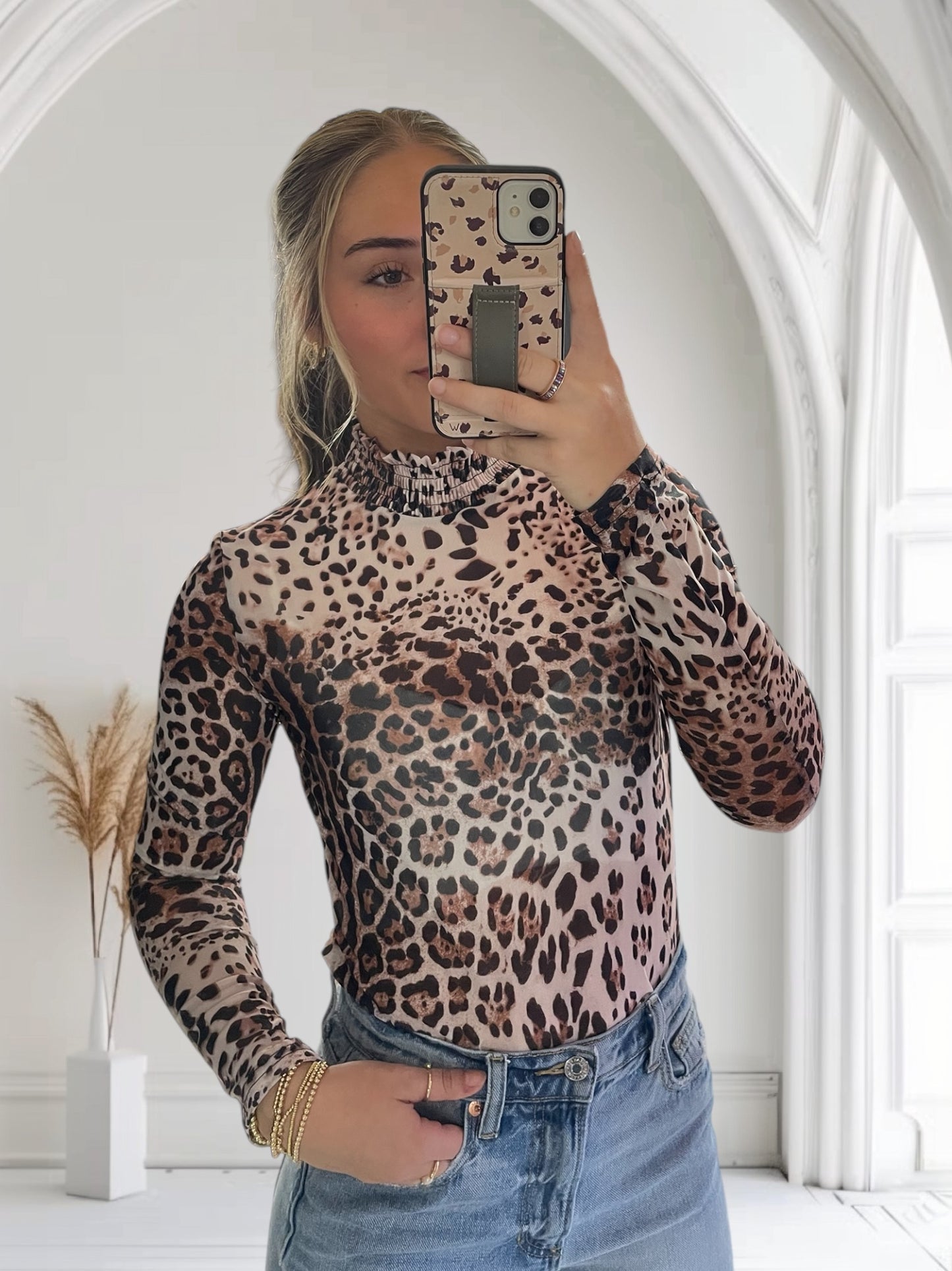 The Safari | Leopard Print Long Sleeve Mesh Bodysuit
