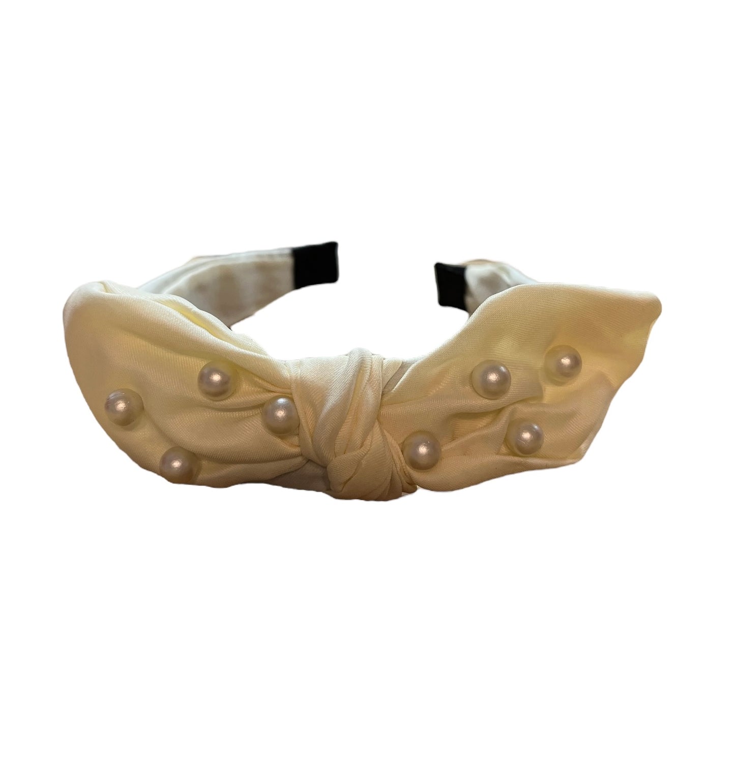 Satin Pearl Bow Headband