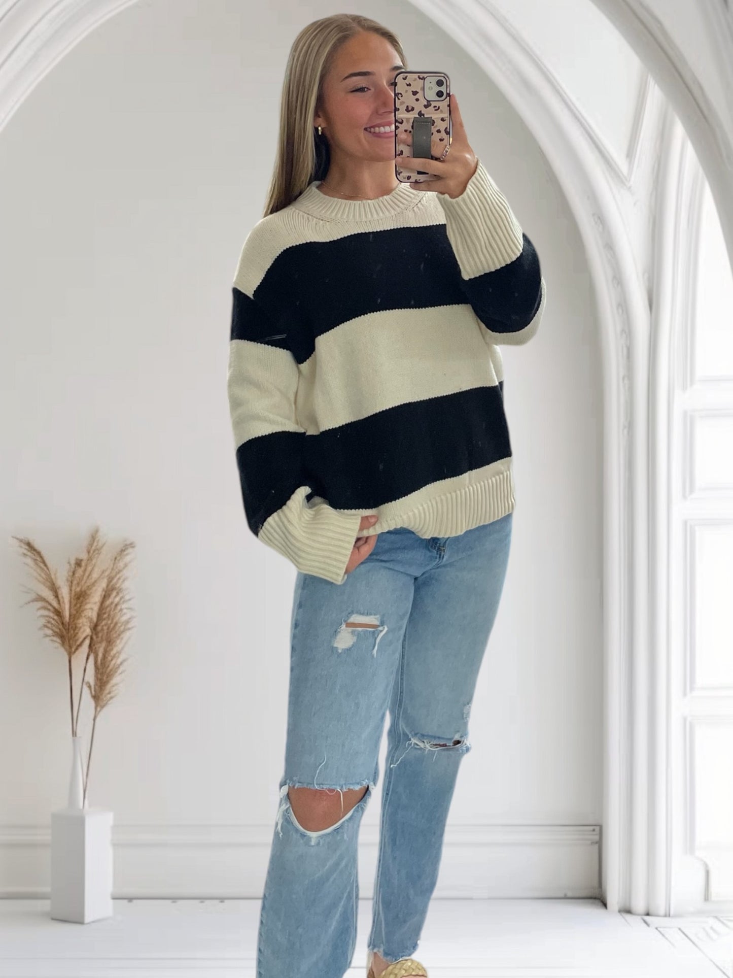 Chunky Black and Beige Sweater