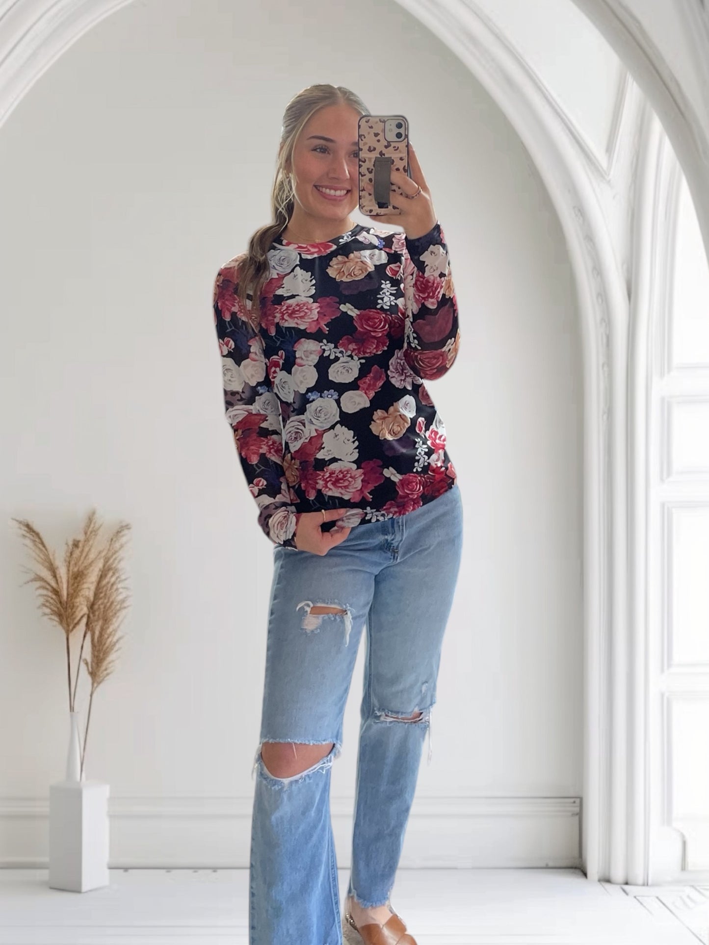 Flora Mesh Long Sleeve Top | Pink