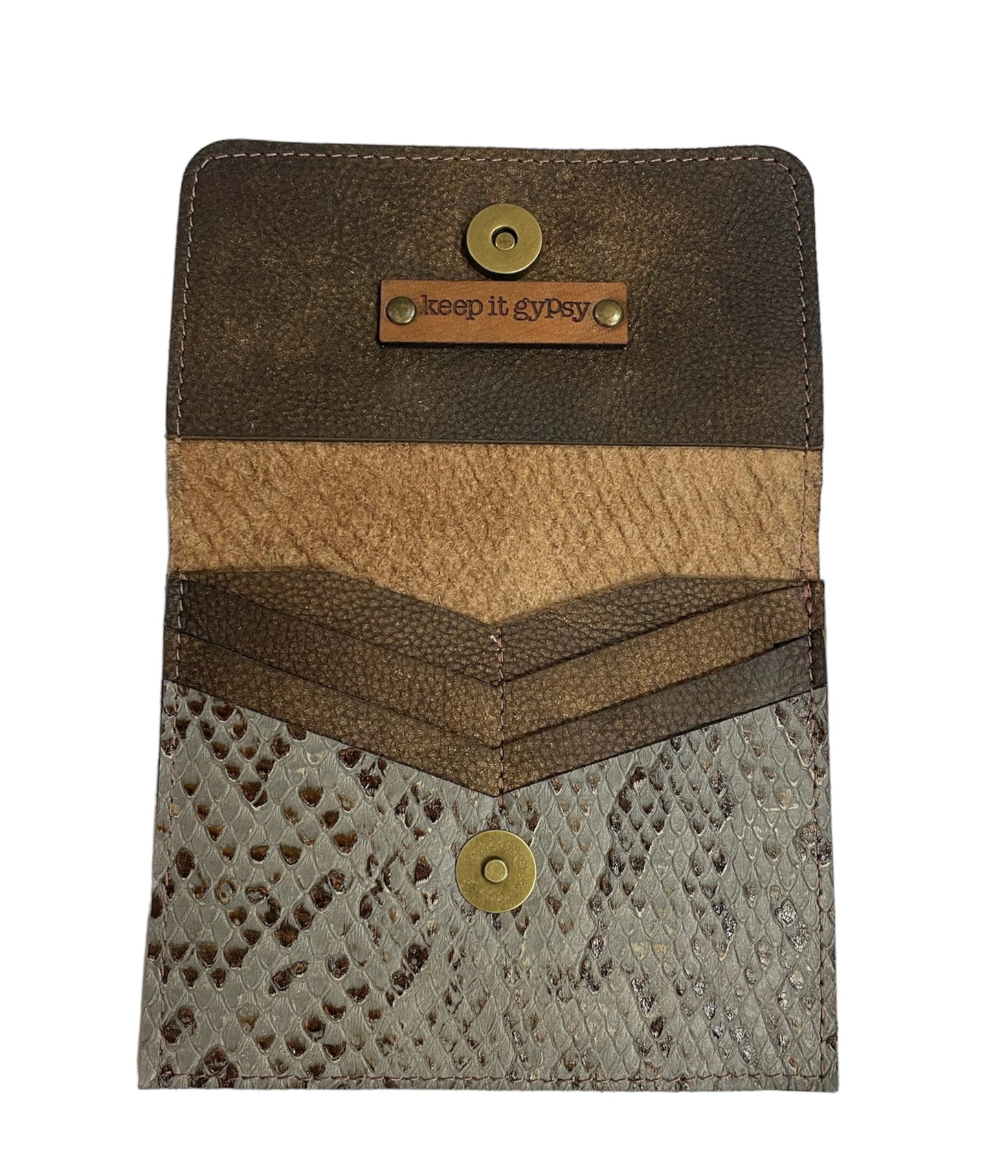 Upcycled Flora Wallet - Grey Snake