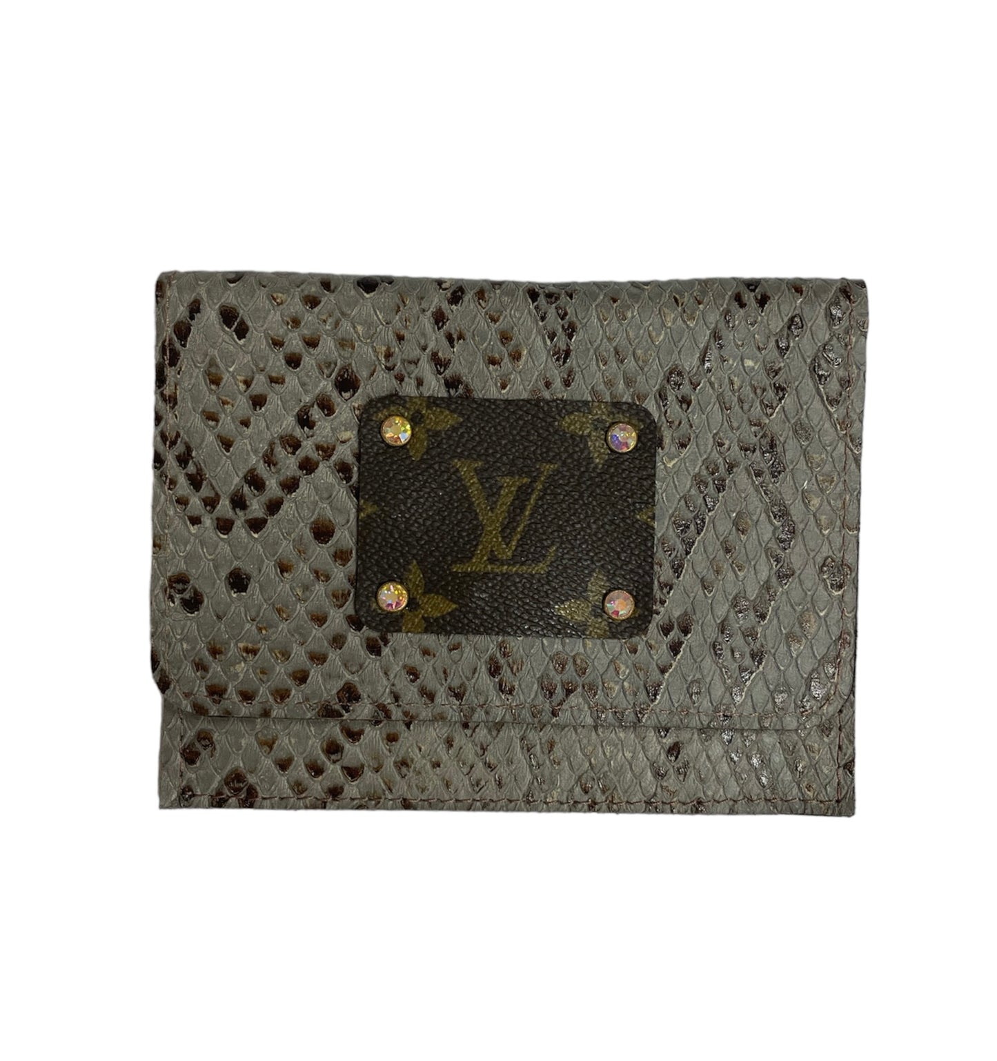 Upcycled Flora Wallet - Grey Snake