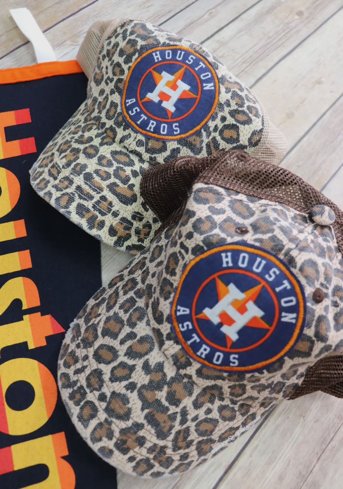 Houston Baseball Leopard Print Ponytail Hat