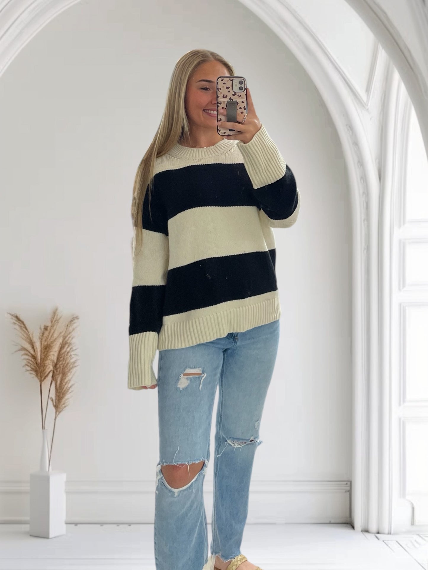 Chunky Black and Beige Sweater