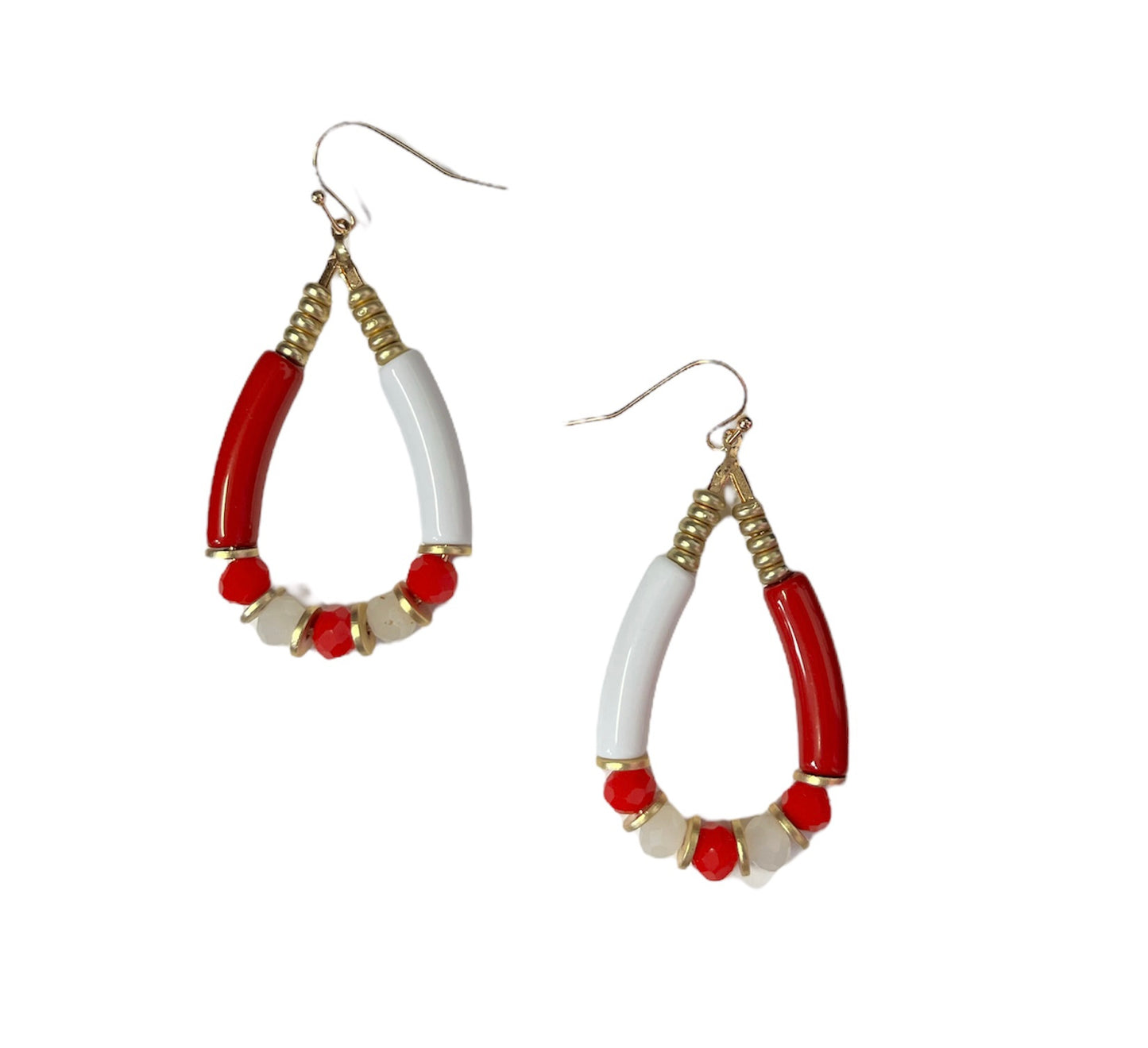 Red and White Earrings