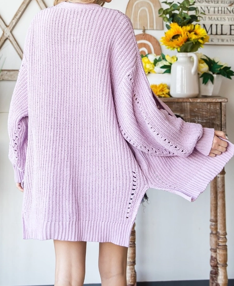 Open Knit Cardigan - Lavender