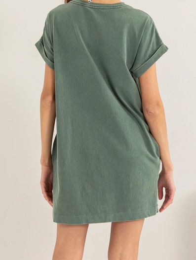 T-Shirt Mini Dress - Moss