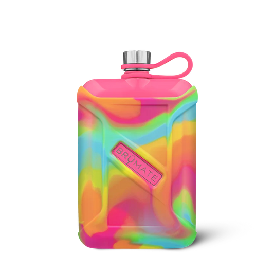 Liquor Canteen 8 Oz - Tie Dye Swirl - Neon Pink