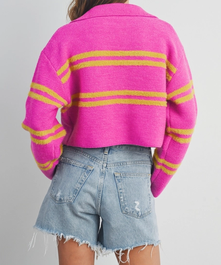 Pink and Lime Cropped Sweater