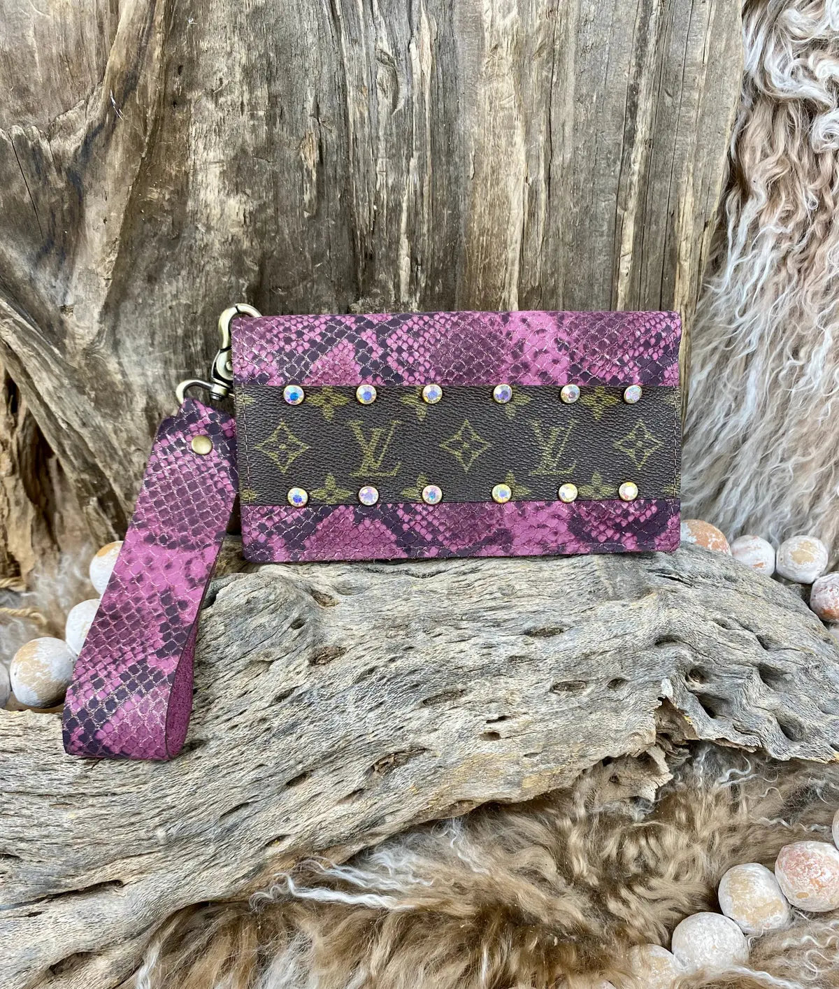 Upcycled Rowdy Ranch Fallon Wallet - Snake