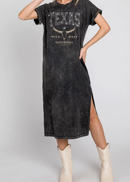 Texas with Rhinestone Mineral Graphic Dress