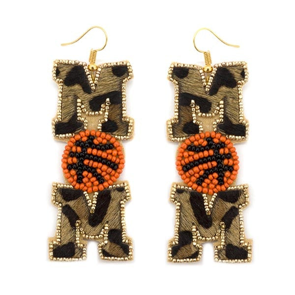 Leopard Mom Earrings-Basketball