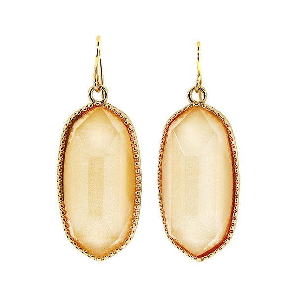 Hex Gem Stone Earring - Pearl Ivory