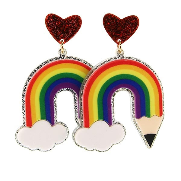 Rainbow Pencil Earrings
