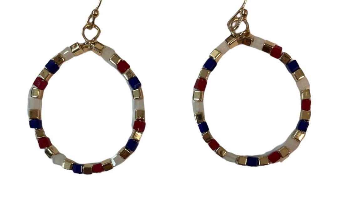 Red, White and Blue Bead Earrings