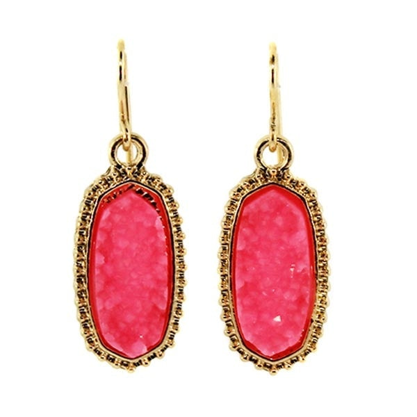 Druzy Dangle Earring-Pink