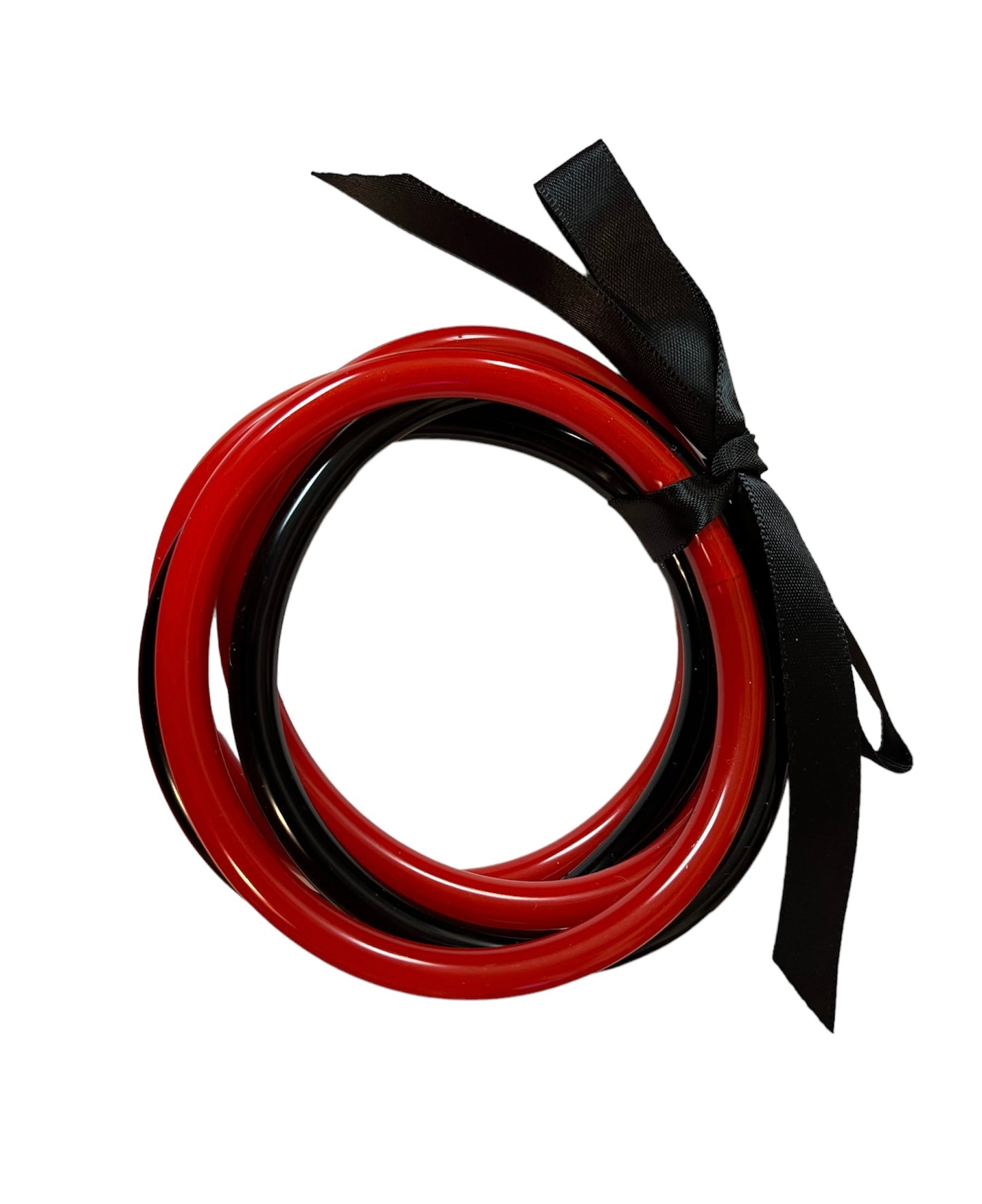 Red, White and Black Bangle Bracelet Set