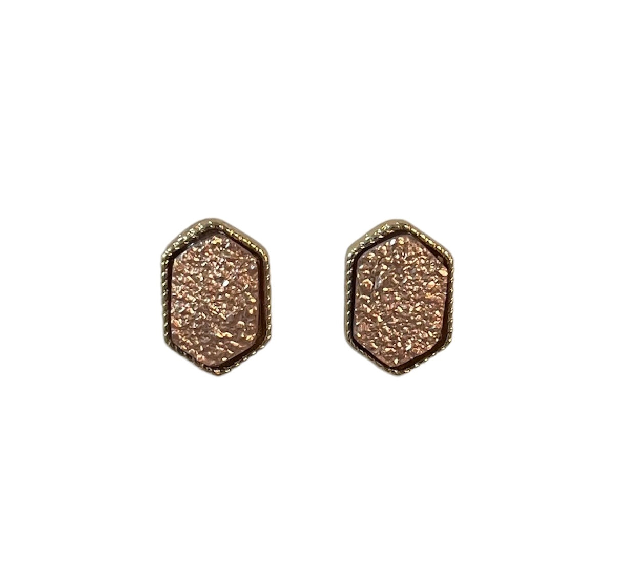 Stud Druzy Earrings-Rose Gold