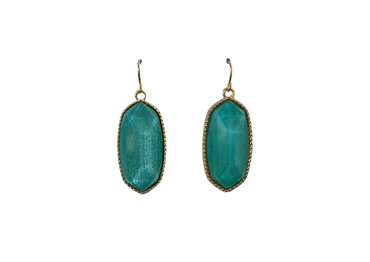 Hex Gem Stone Earring - Pearl Aqua