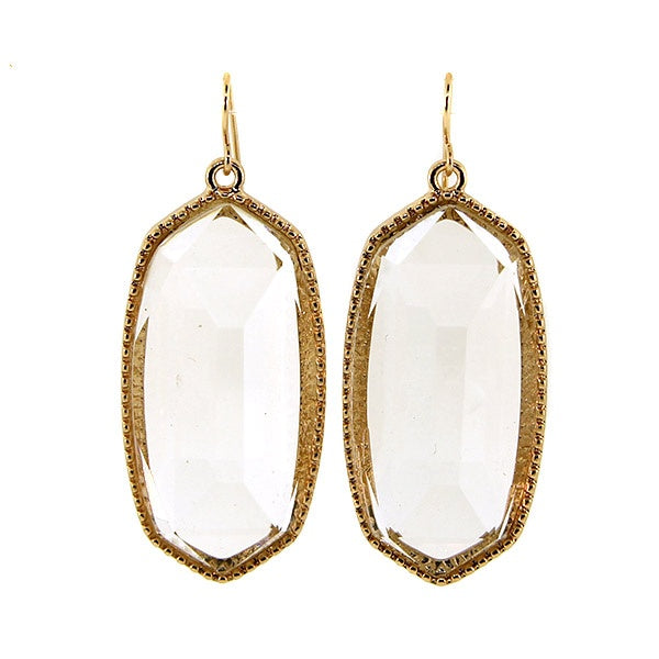 Hex Gem Stone Earring - Clear