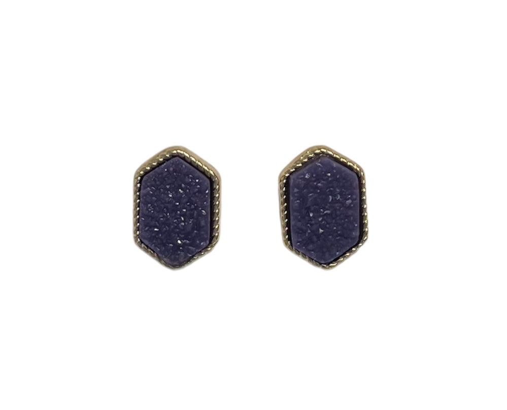Druzy Stud Earrings-Purple