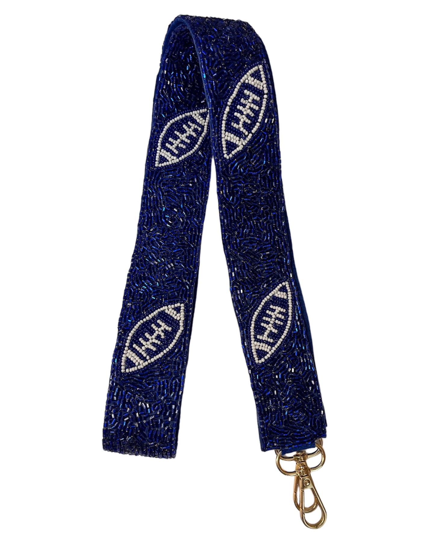 Seed Bead Football Guitar Purse Strap - Blue