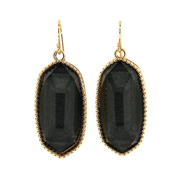Hex Gem Stone Earring - Pearl Black