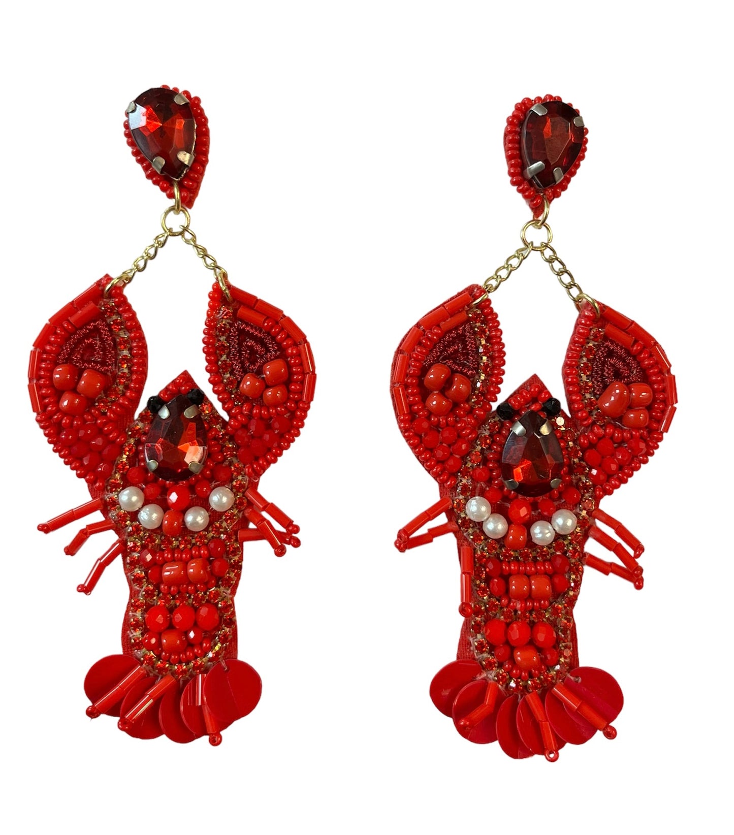 Red Crawfish Earrings