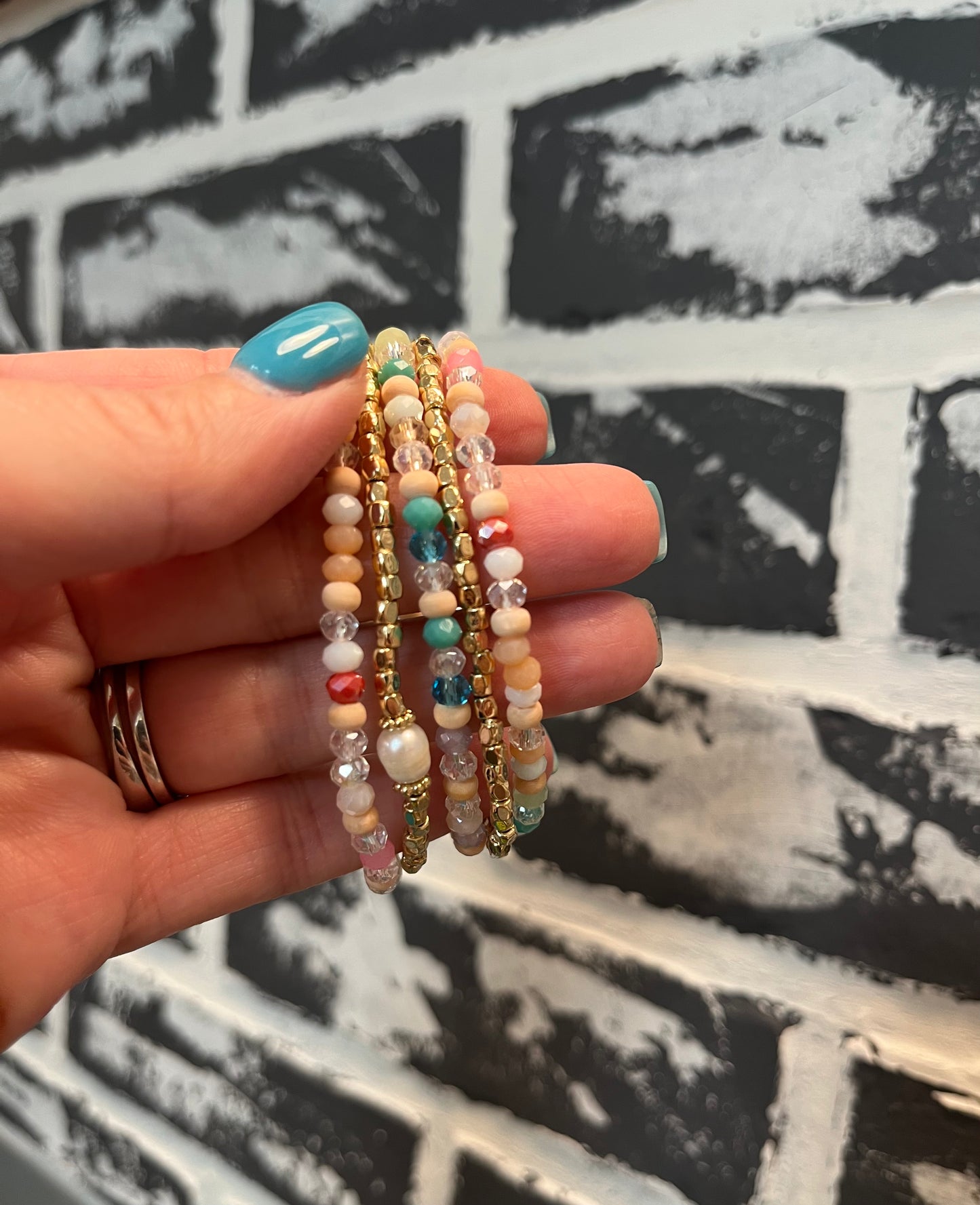 Pink, Blue and Gold Bracelet Set