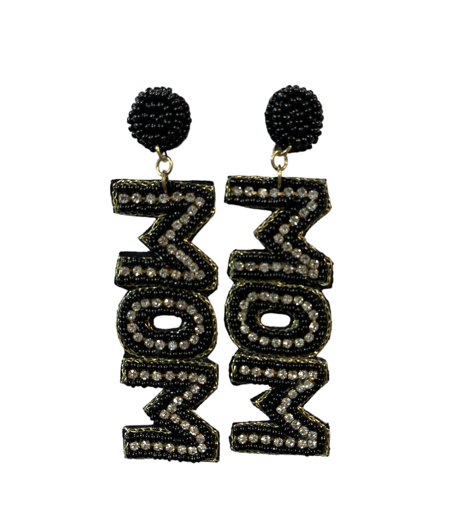 Mom Seed Bead Earrings-Black