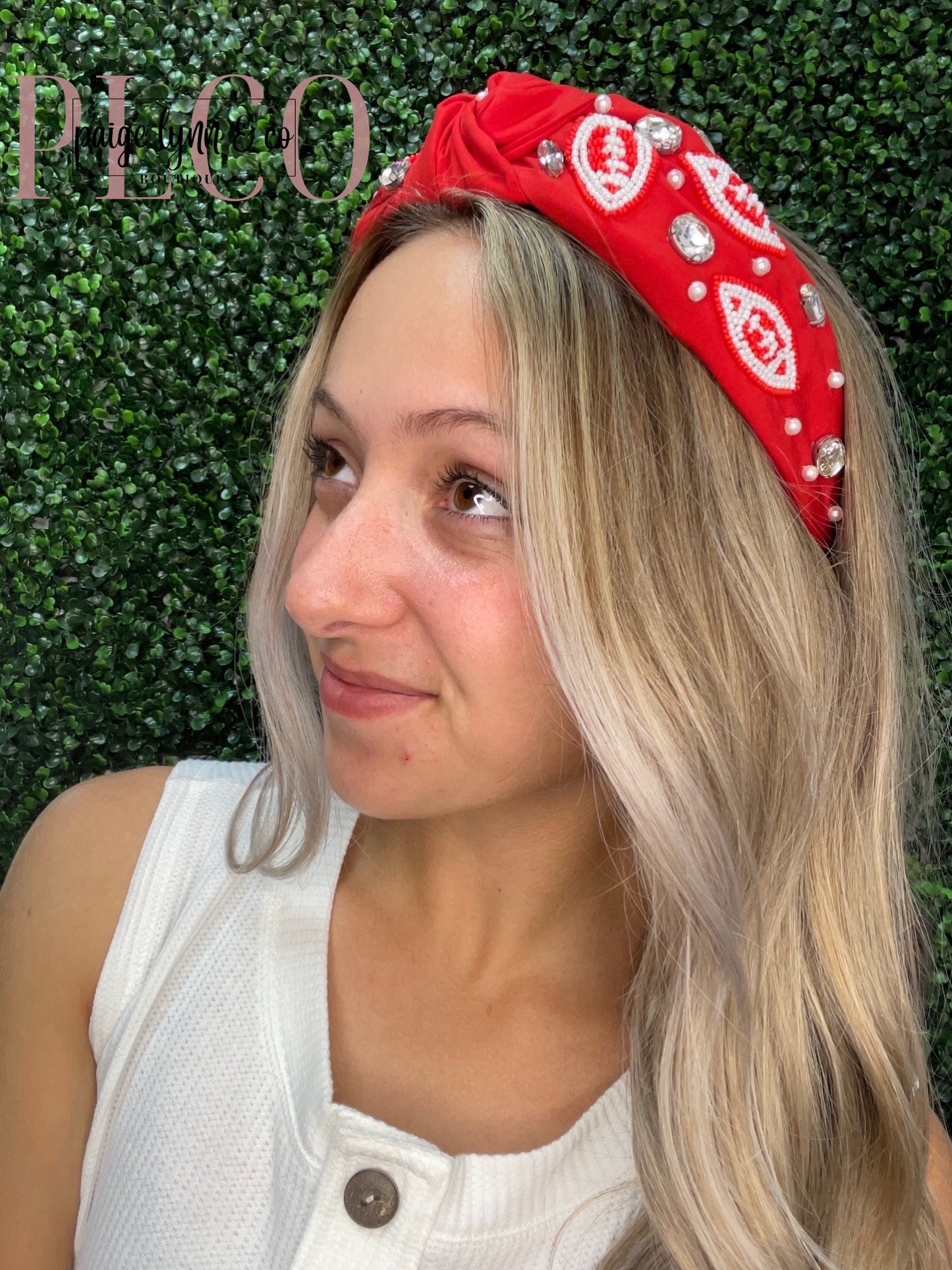 Football Themed Headband - Red