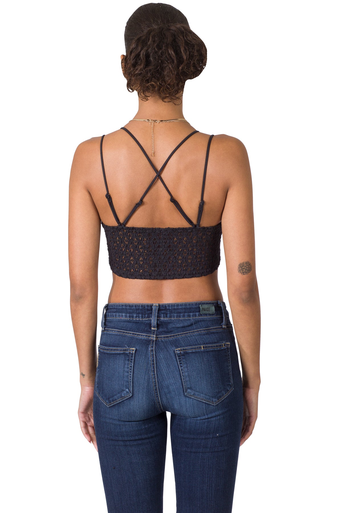 Crochet Lace Bralette with Bra in Black