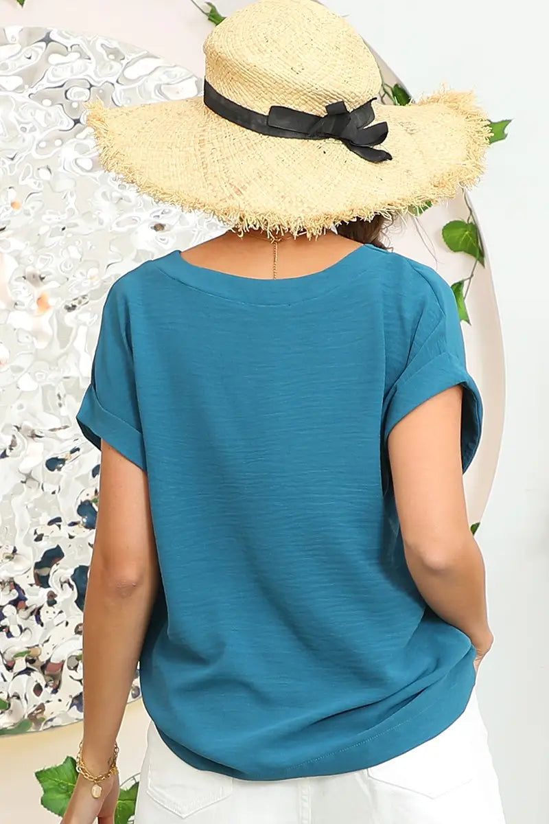 V-Neck Top-Teal