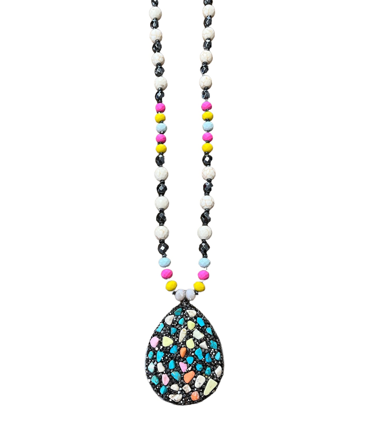 Multi Color Bead and Stone Necklace