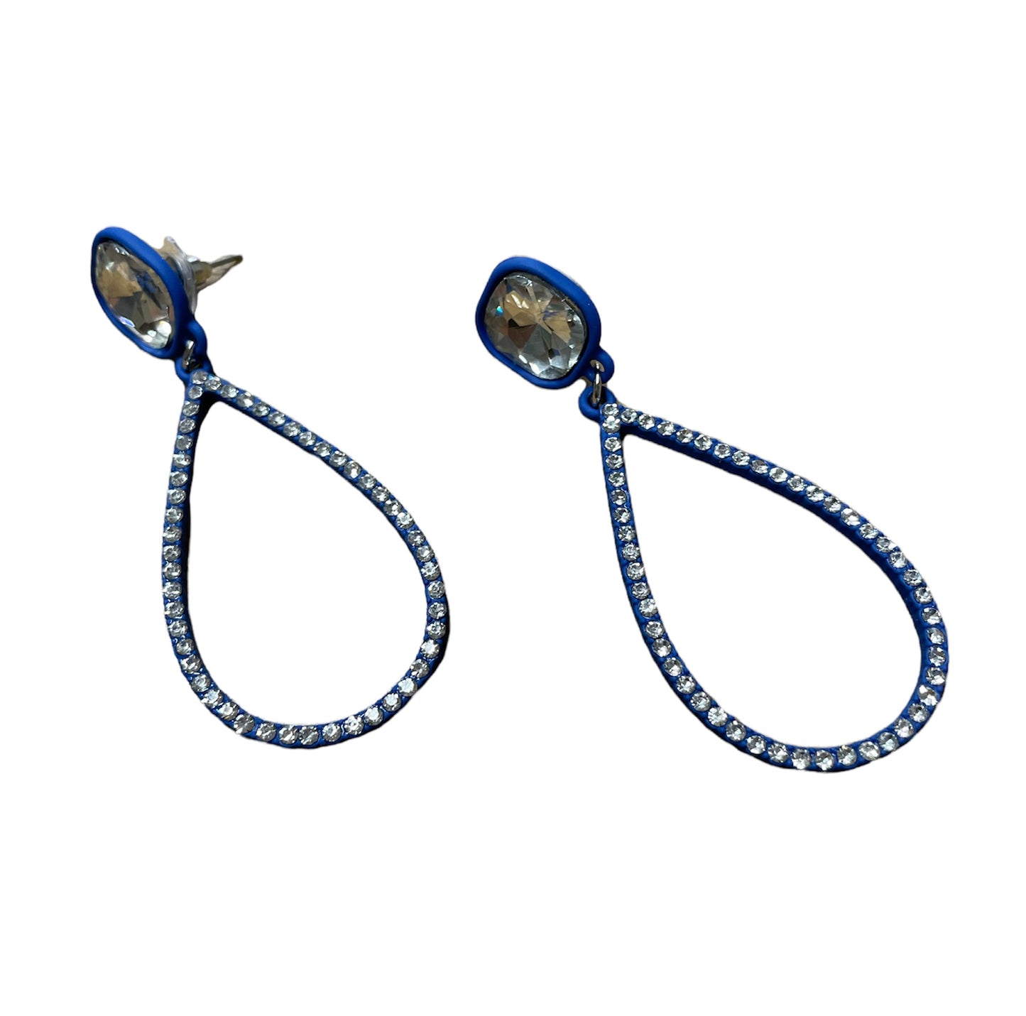 Blue Dangle Earrings with Bling and Stone
