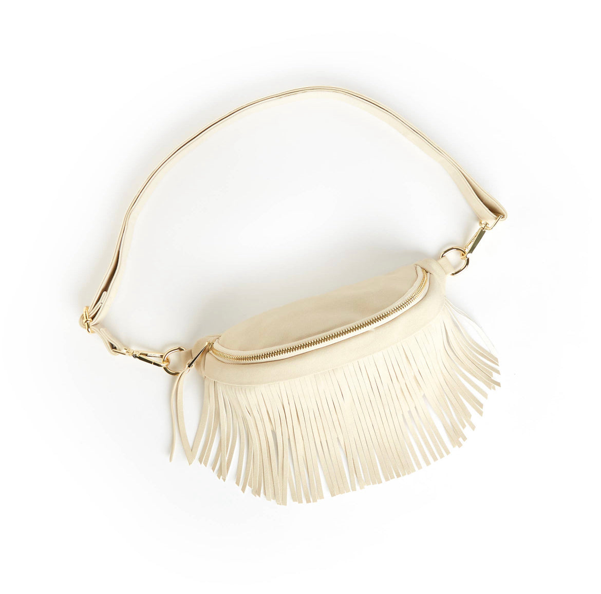 Suede Bum-Hip Bag with Removable Fringe