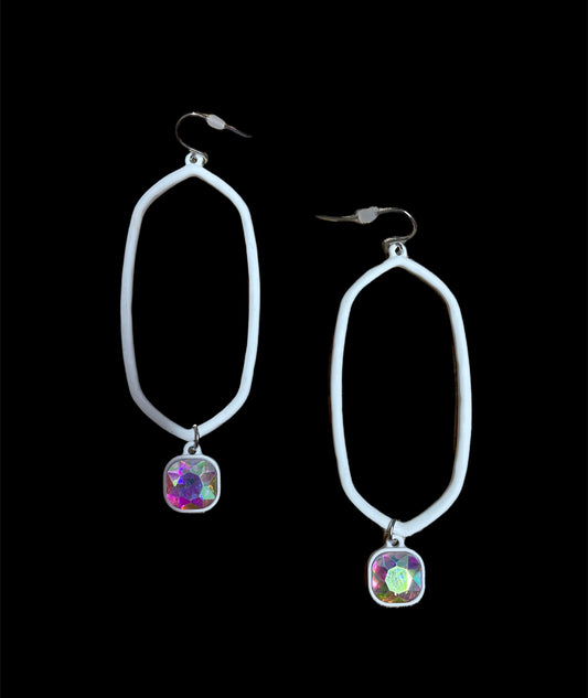 White Dangle Earring with AB Stone