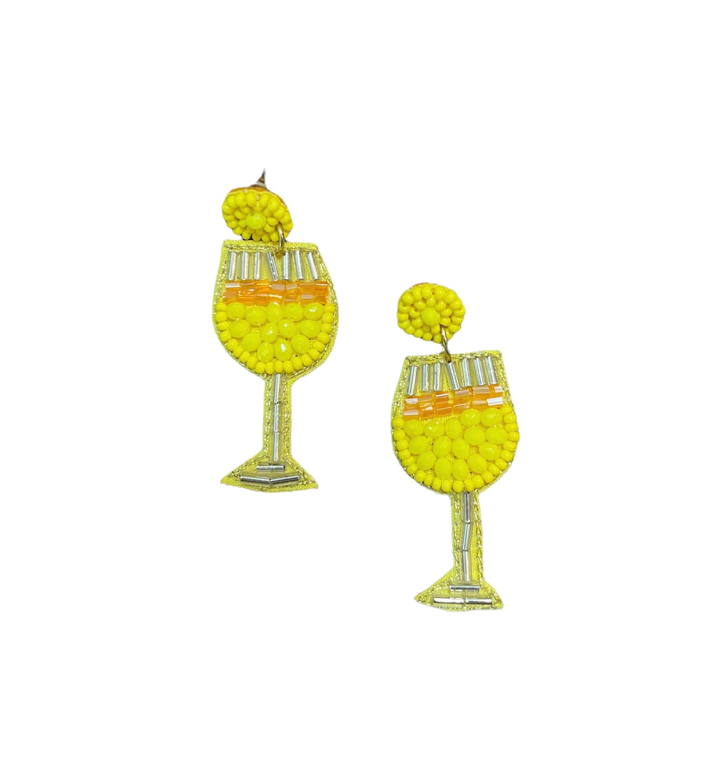 Beaded Champagne Glass Earrings