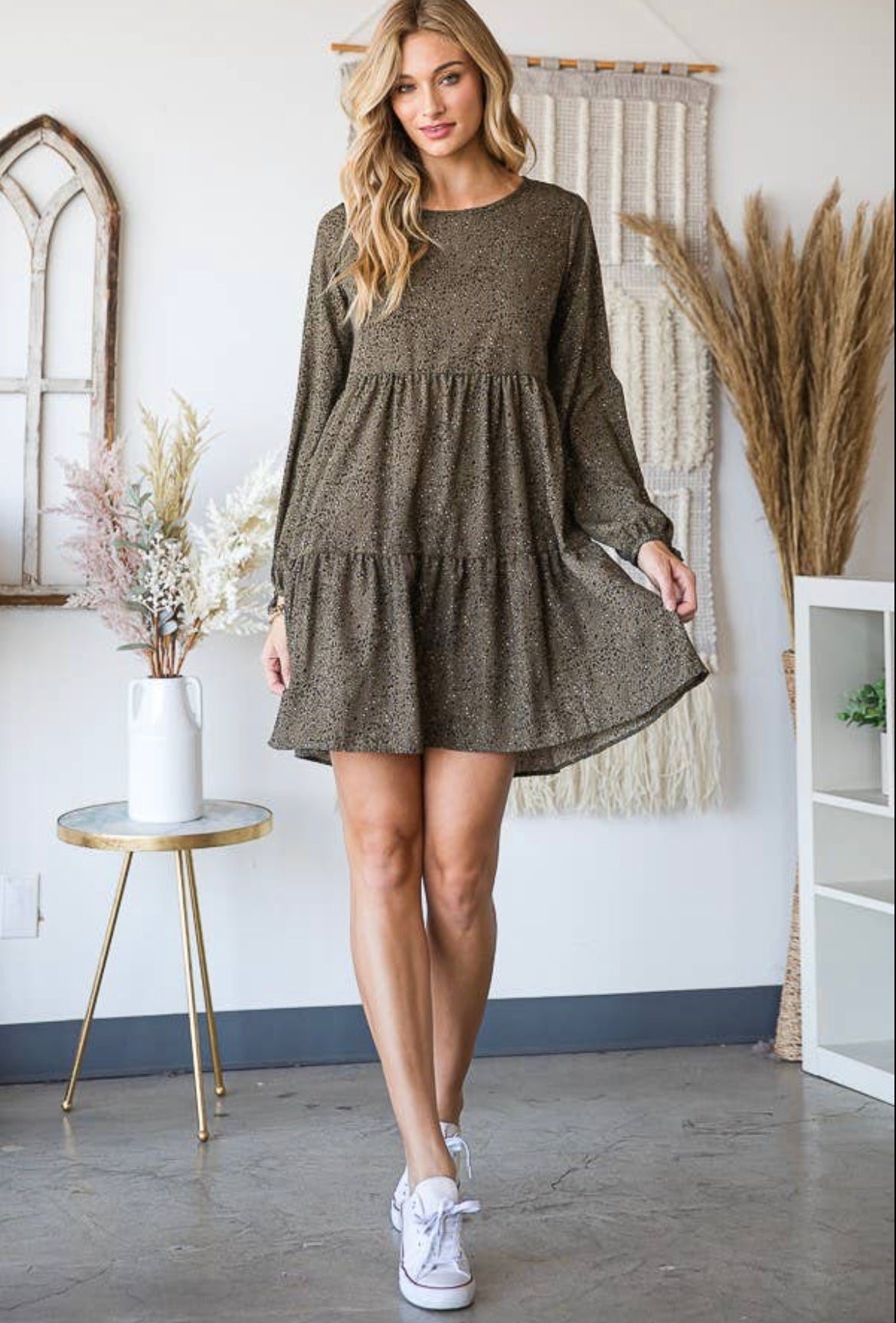 Animal Print Babydoll Dress
