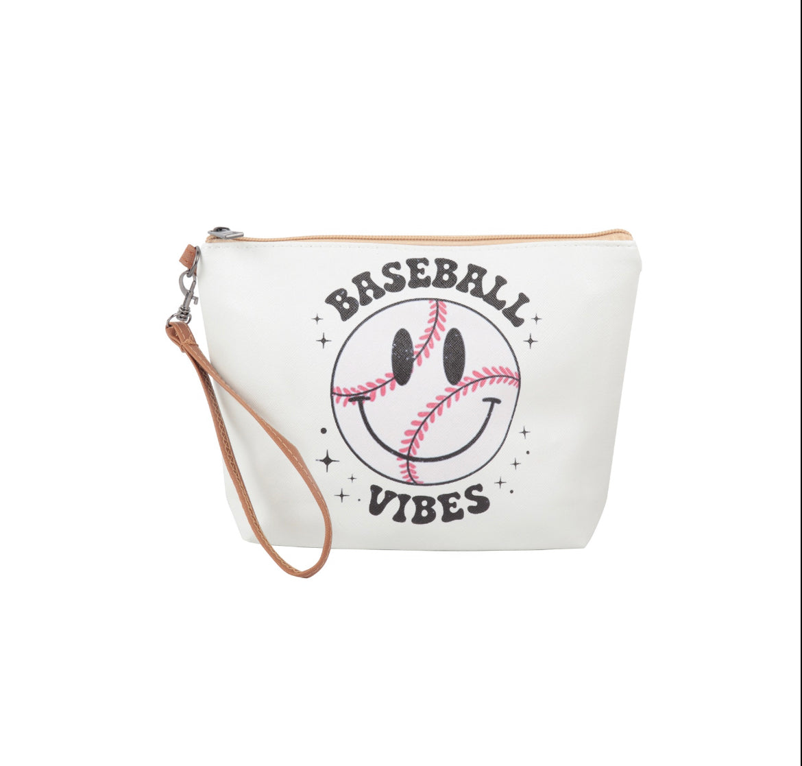 Baseball Vibes Cosmetic Pouch with Wristlet