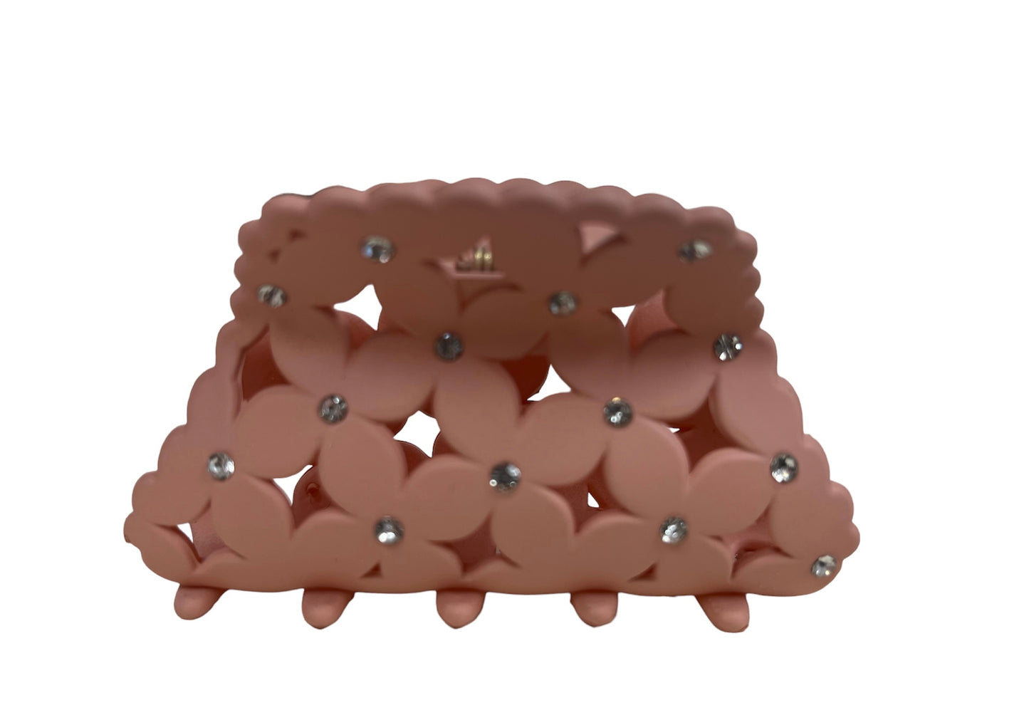 Floral Claw Clips with White Rhinestones