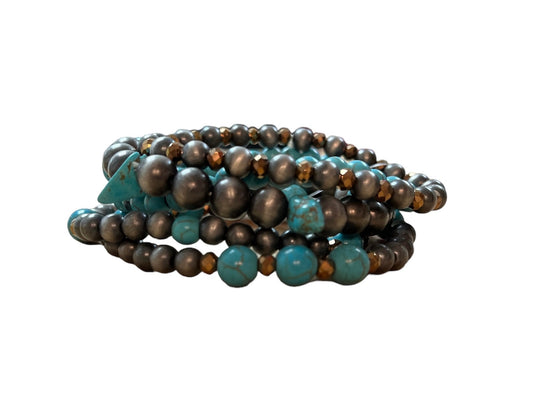 Turquoise and Grey Bracelet Set