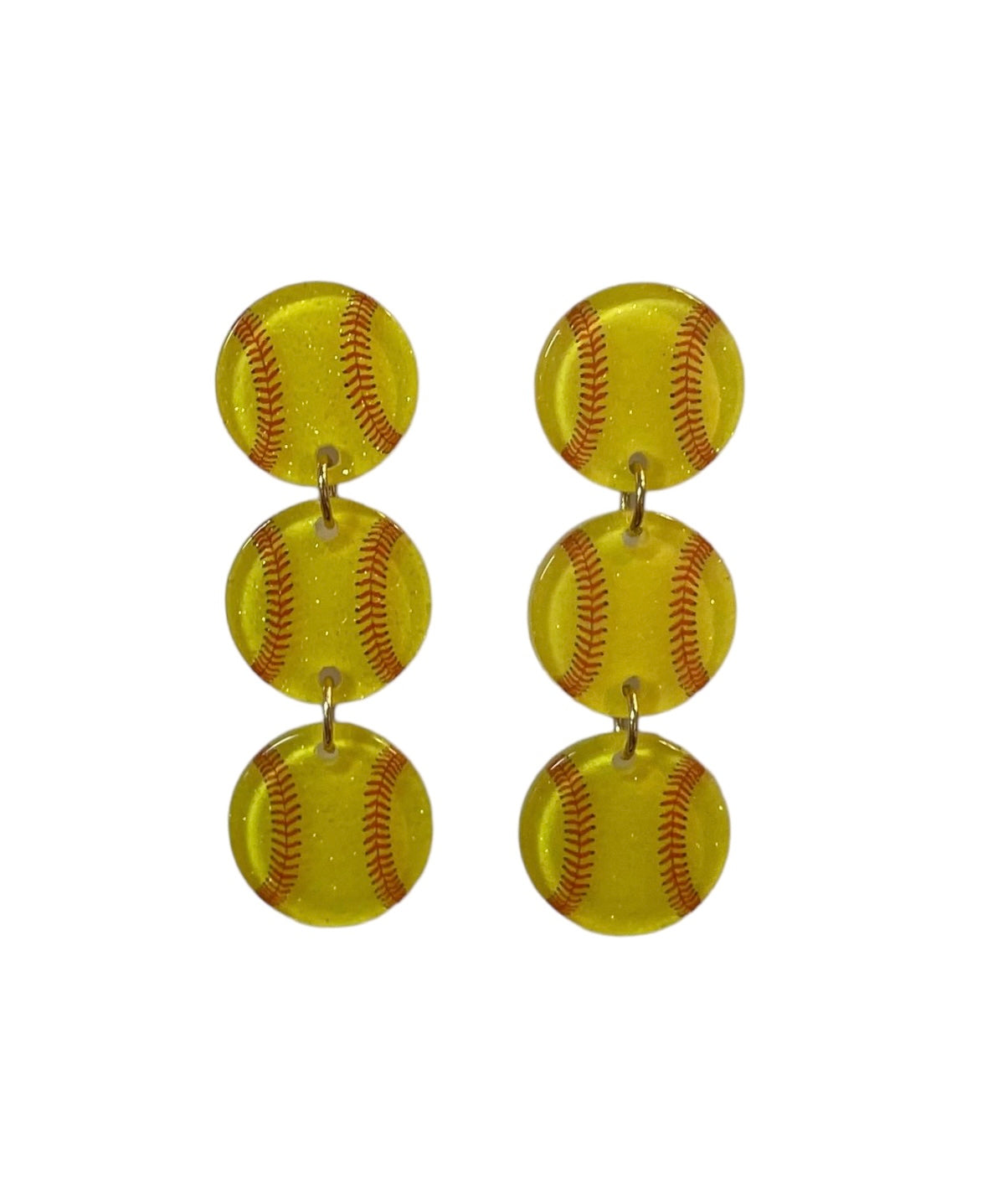 Glitter Resin Softball Earrings