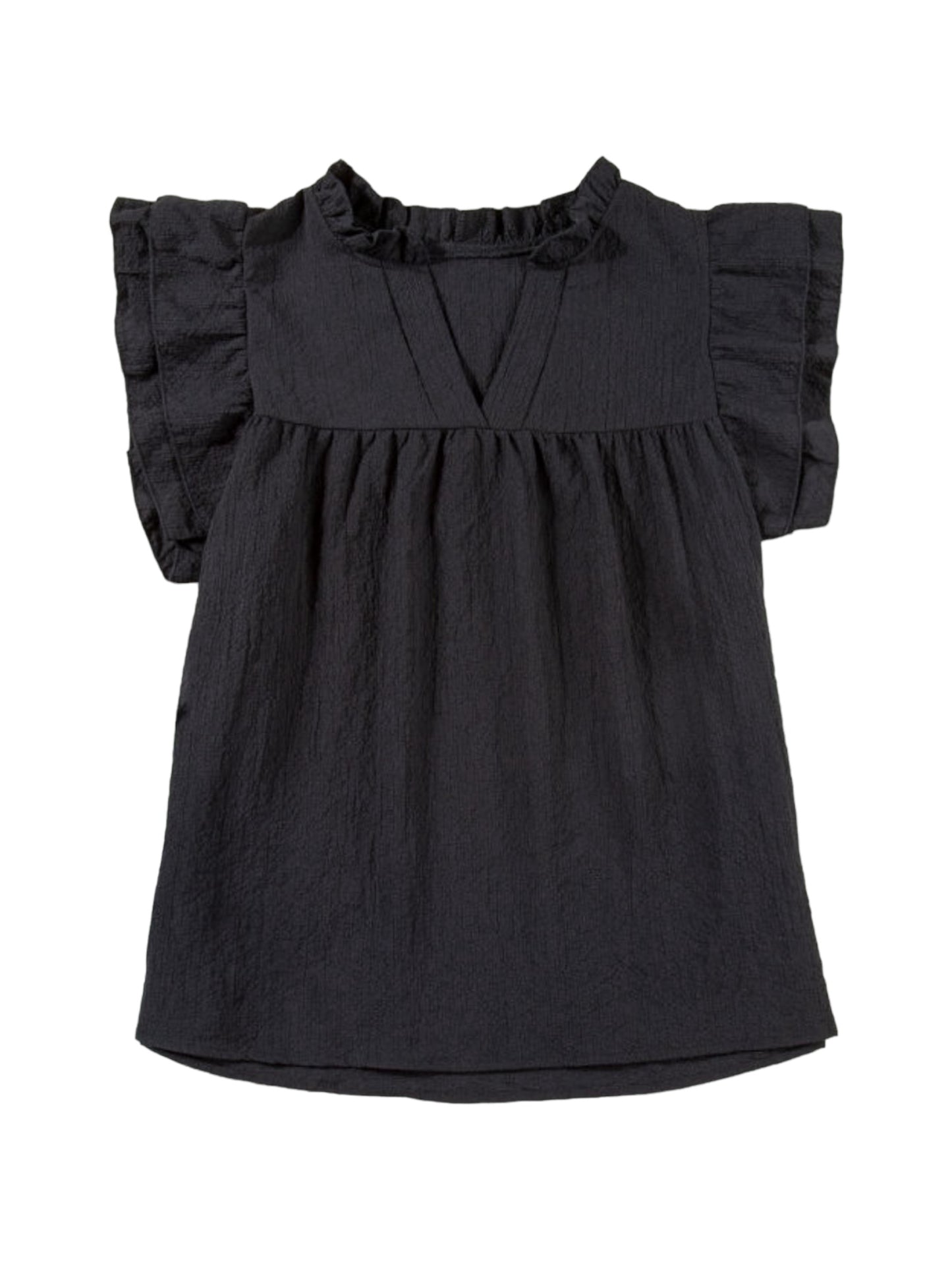 Flutter Sleeve V-Neck Top | Black