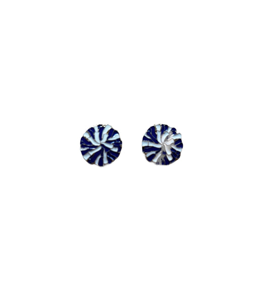 Pom Pom Cheer Stud Earrings | Royal/White