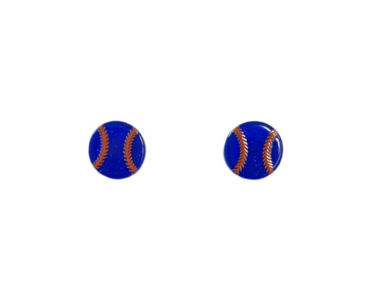 Blue and Orange Baseball Studs
