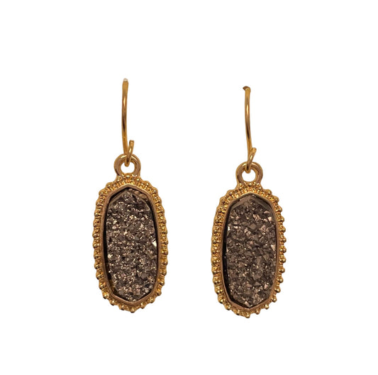 Druzy Dangle Earring | Gunmetal